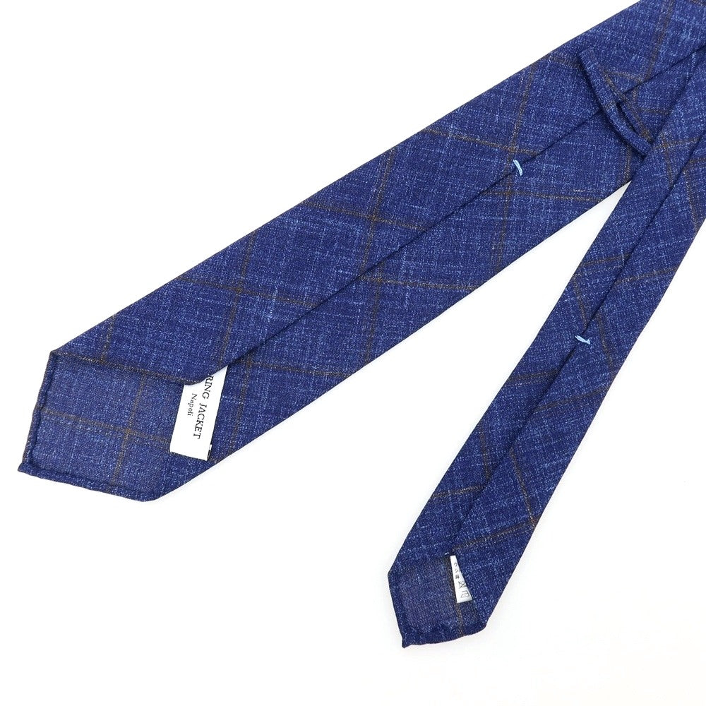 【中古】リングヂャケット RING JACKET ウールシルクリネン チェック柄ネクタイ ネイビーxブラウン【 状態ランクB 】【 メンズ 】