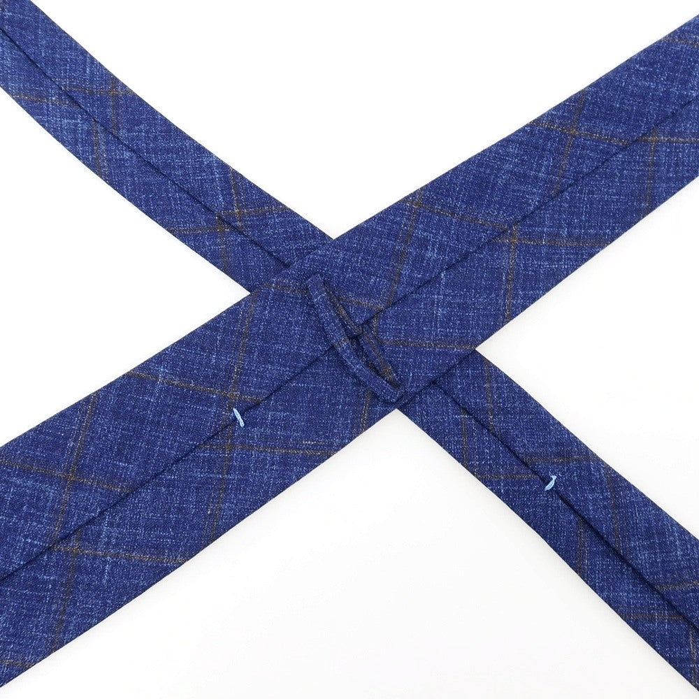 【中古】リングヂャケット RING JACKET ウールシルクリネン チェック柄ネクタイ ネイビーxブラウン【 状態ランクB 】【 メンズ 】