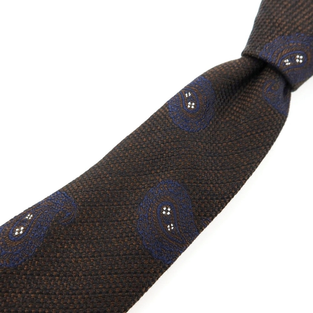 【中古】エレディキャリーニ EREDI CHIARINI シルクコットン ペイズリー柄ネクタイ ブラウン【 状態ランクB 】【 メンズ 】