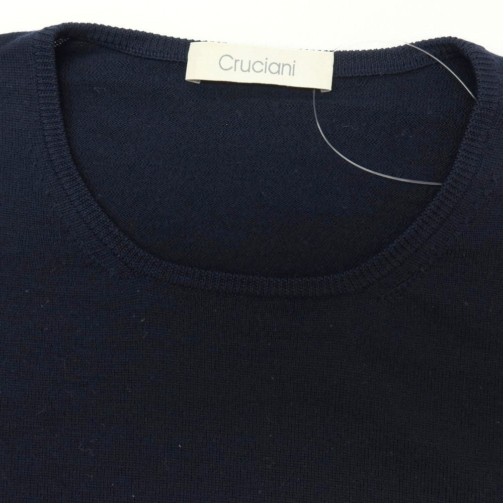 【中古】クルチアーニ CRUCIANI ウール クルーネック プルオーバーニット ネイビー【サイズ52】【 状態ランクB 】【 メンズ 】