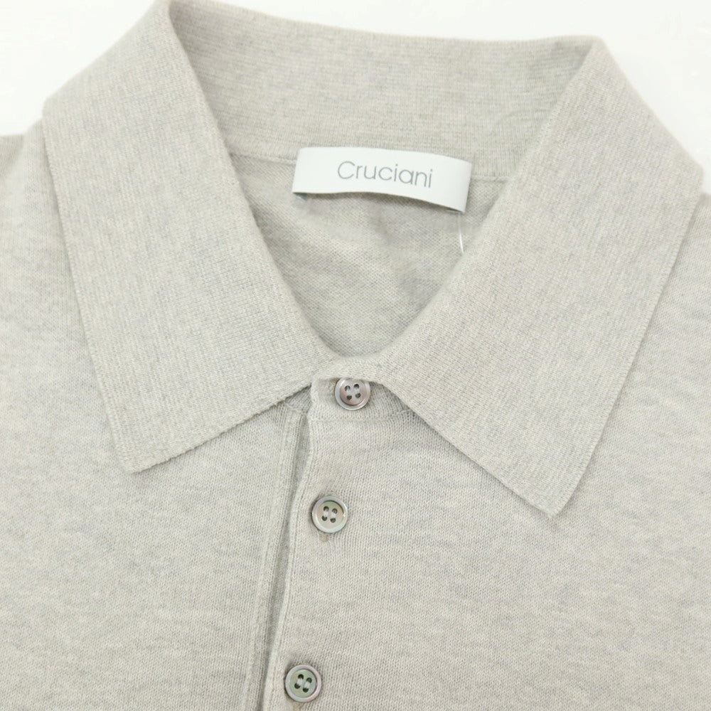 【中古】クルチアーニ CRUCIANI コットン 半袖 ポロニット ライトグレー【サイズ52】【 状態ランクC 】【 メンズ 】