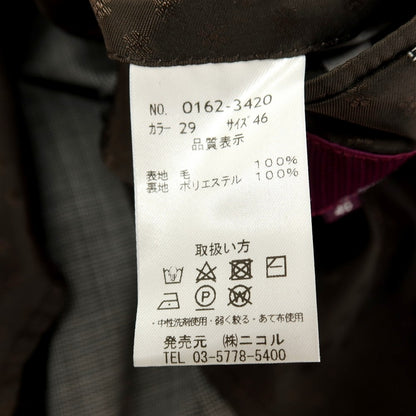 【中古】【未使用】ムッシュニコル monsieur NICOLE REDA ACTIVE ウール 2B テーラードジャケット グレー【サイズ46】【 状態ランクS 】【 メンズ 】