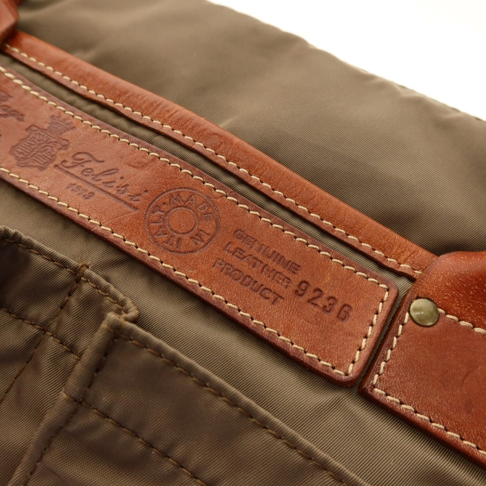 【中古】フェリージ Felisi 9236 ナイロン レザー ブリーフケース ライトカーキ【 状態ランクC 】【 メンズ 】