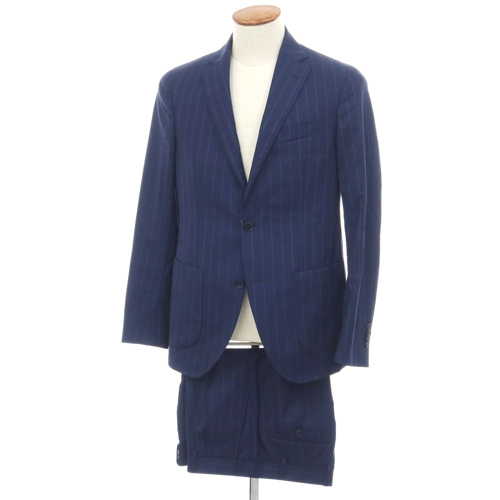 【中古】サルトリア ラトーレ SARTORIA LATORRE nano・universe Library別注 ウール ストライプ 2つボタンスーツ ライトネイビー【サイズ48】【 状態ランクD 】【 メンズ 】