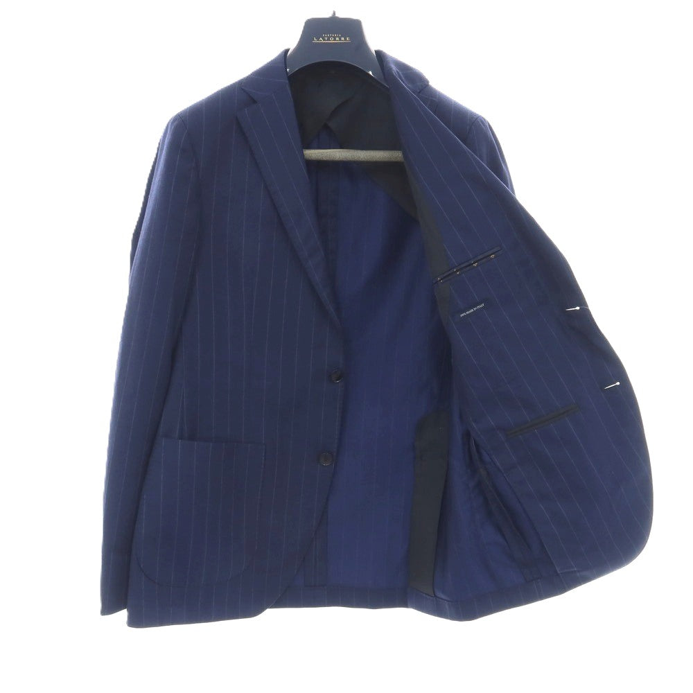 【中古】サルトリア ラトーレ SARTORIA LATORRE nano・universe Library別注 ウール ストライプ 2つボタンスーツ ライトネイビー【サイズ48】【 状態ランクD 】【 メンズ 】