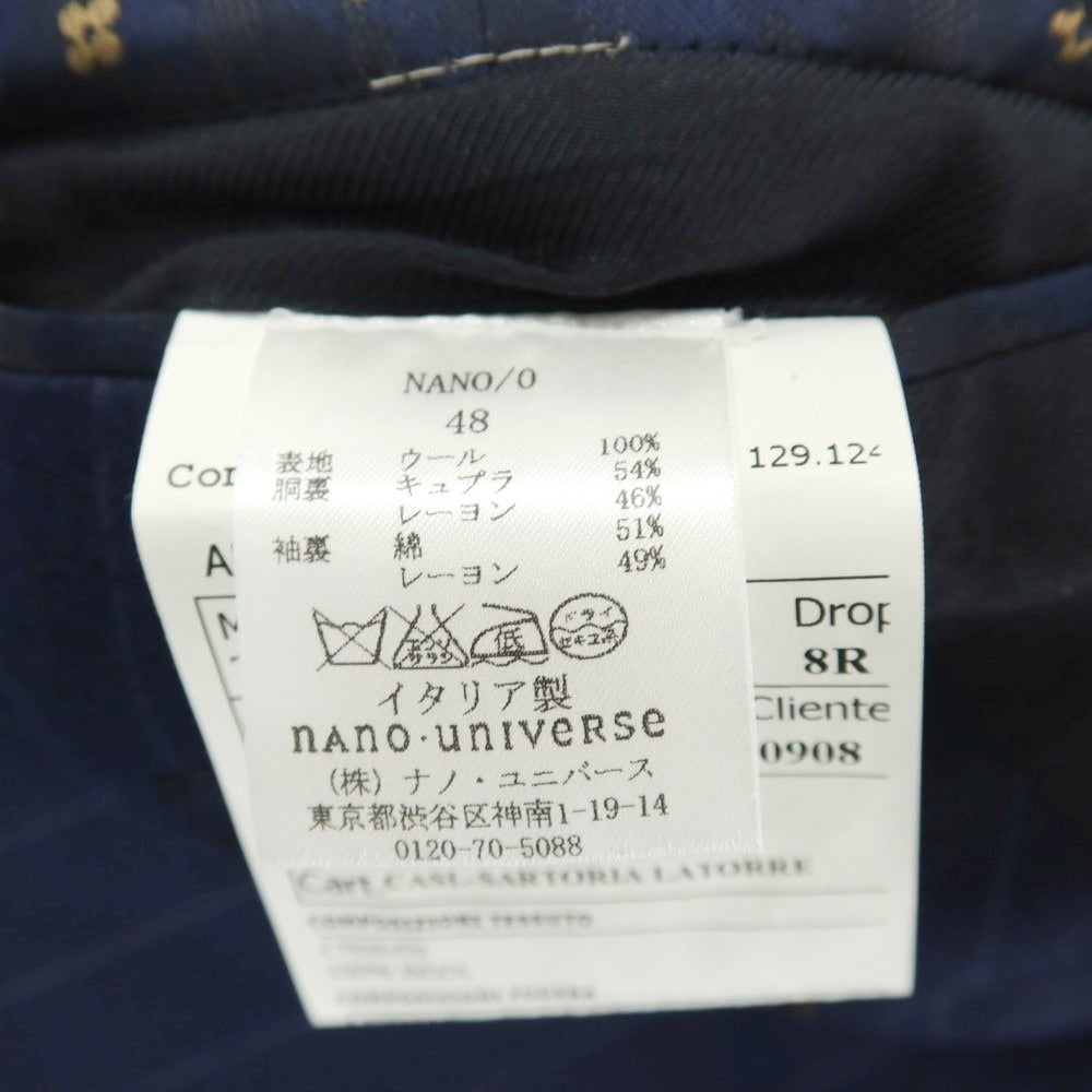 【中古】サルトリア ラトーレ SARTORIA LATORRE nano・universe Library別注 ウール ストライプ 2つボタンスーツ ライトネイビー【サイズ48】【 状態ランクD 】【 メンズ 】