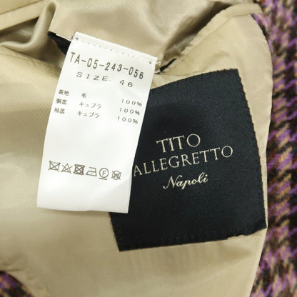 【中古】ティト アレグレット TITO ALLEGRETTO ウール チェック 3B カジュアルジャケット パープル系【サイズ46】【 状態ランクB 】【 メンズ 】