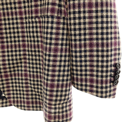 【中古】タリアトーレ TAGLIATORE ウールシルクナイロンリネン チェック 2B カジュアルジャケット ライトベージュxネイビー【サイズ48】【 状態ランクB 】【 メンズ 】