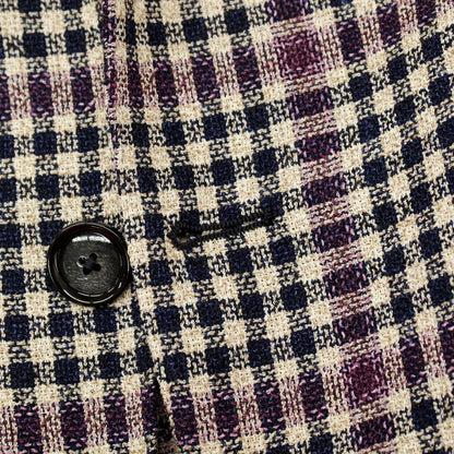 【中古】タリアトーレ TAGLIATORE ウールシルクナイロンリネン チェック 2B カジュアルジャケット ライトベージュxネイビー【サイズ48】【 状態ランクB 】【 メンズ 】