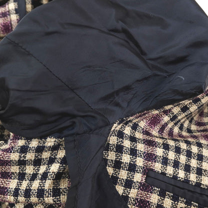 【中古】タリアトーレ TAGLIATORE ウールシルクナイロンリネン チェック 2B カジュアルジャケット ライトベージュxネイビー【サイズ48】【 状態ランクB 】【 メンズ 】