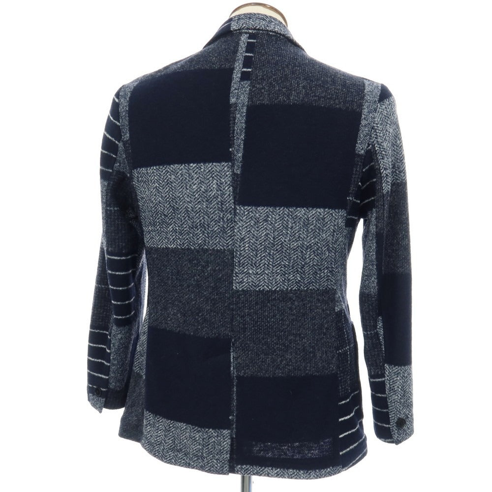 【中古】ディストレット ドーディッチ Distretto12 ポリエステルウール ジャージー パッチワーク柄 2B カジュアルジャケット ネイビー系【サイズ50】【 状態ランクA 】【 メンズ 】
