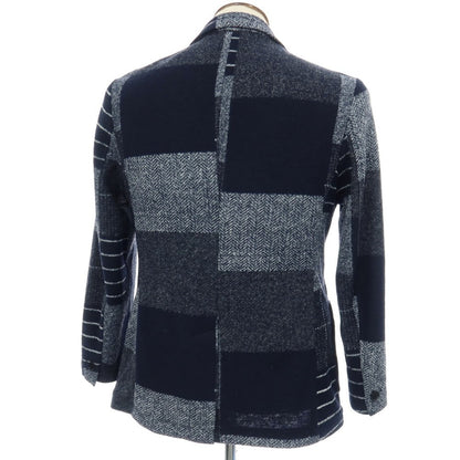 【中古】ディストレット ドーディッチ Distretto12 ポリエステルウール ジャージー パッチワーク柄 2B カジュアルジャケット ネイビー系【サイズ50】【 状態ランクA 】【 メンズ 】