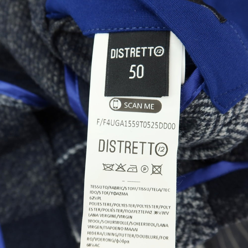 【中古】ディストレット ドーディッチ Distretto12 ポリエステルウール ジャージー パッチワーク柄 2B カジュアルジャケット ネイビー系【サイズ50】【 状態ランクA 】【 メンズ 】