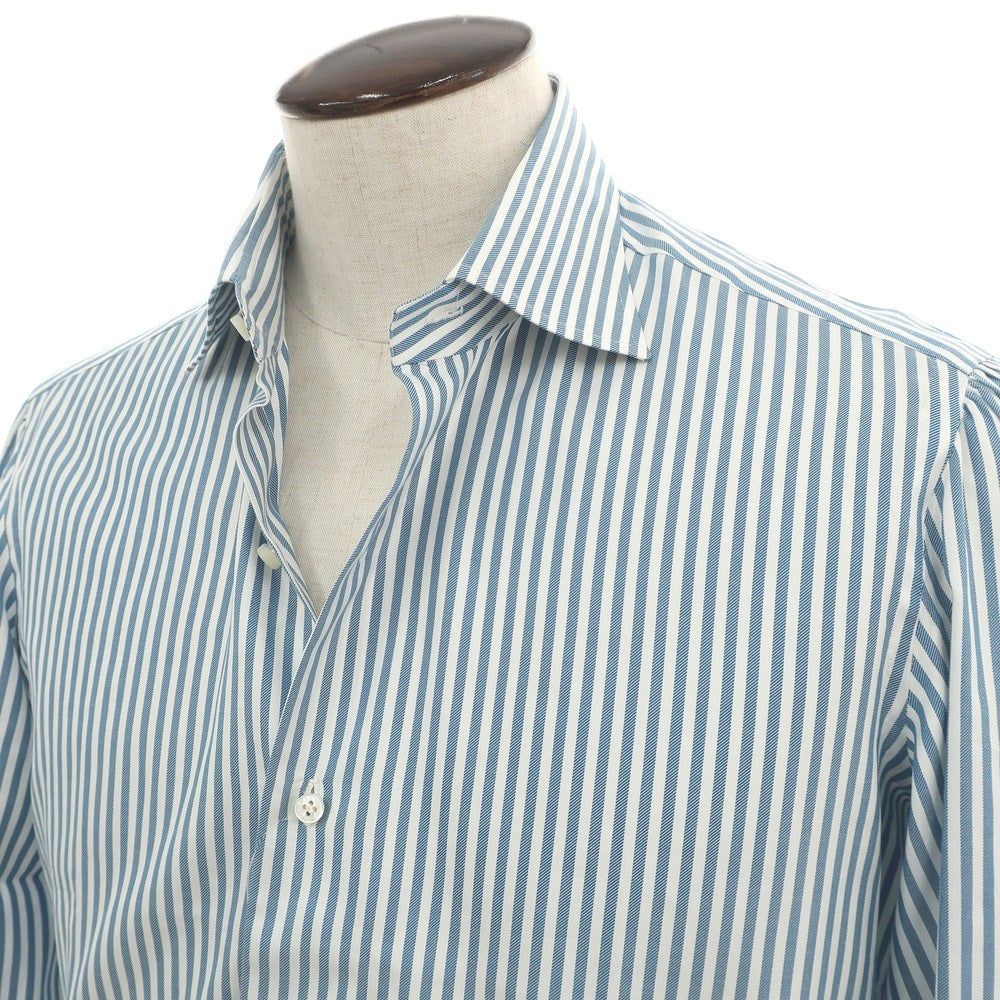 【中古】リベラーノ&amp;リベラーノ LIVERANO&amp;LIVERANO コットン ストライプ セミワイドカラー ドレスシャツ ダークブルーxホワイト【サイズ41】【 状態ランクB 】【 メンズ 】