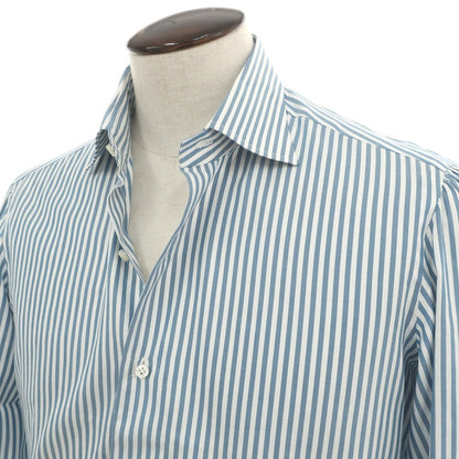 【中古】リベラーノ&amp;リベラーノ LIVERANO&amp;LIVERANO コットン ストライプ セミワイドカラー ドレスシャツ ダークブルーxホワイト【サイズ41】【 状態ランクB 】【 メンズ 】