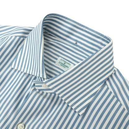 【中古】リベラーノ&amp;リベラーノ LIVERANO&amp;LIVERANO コットン ストライプ セミワイドカラー ドレスシャツ ダークブルーxホワイト【サイズ41】【 状態ランクB 】【 メンズ 】