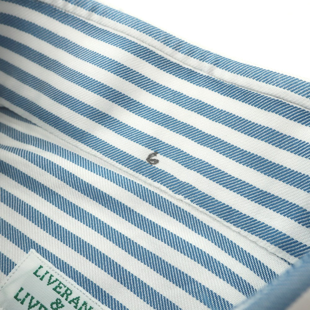【中古】リベラーノ&amp;リベラーノ LIVERANO&amp;LIVERANO コットン ストライプ セミワイドカラー ドレスシャツ ダークブルーxホワイト【サイズ41】【 状態ランクB 】【 メンズ 】