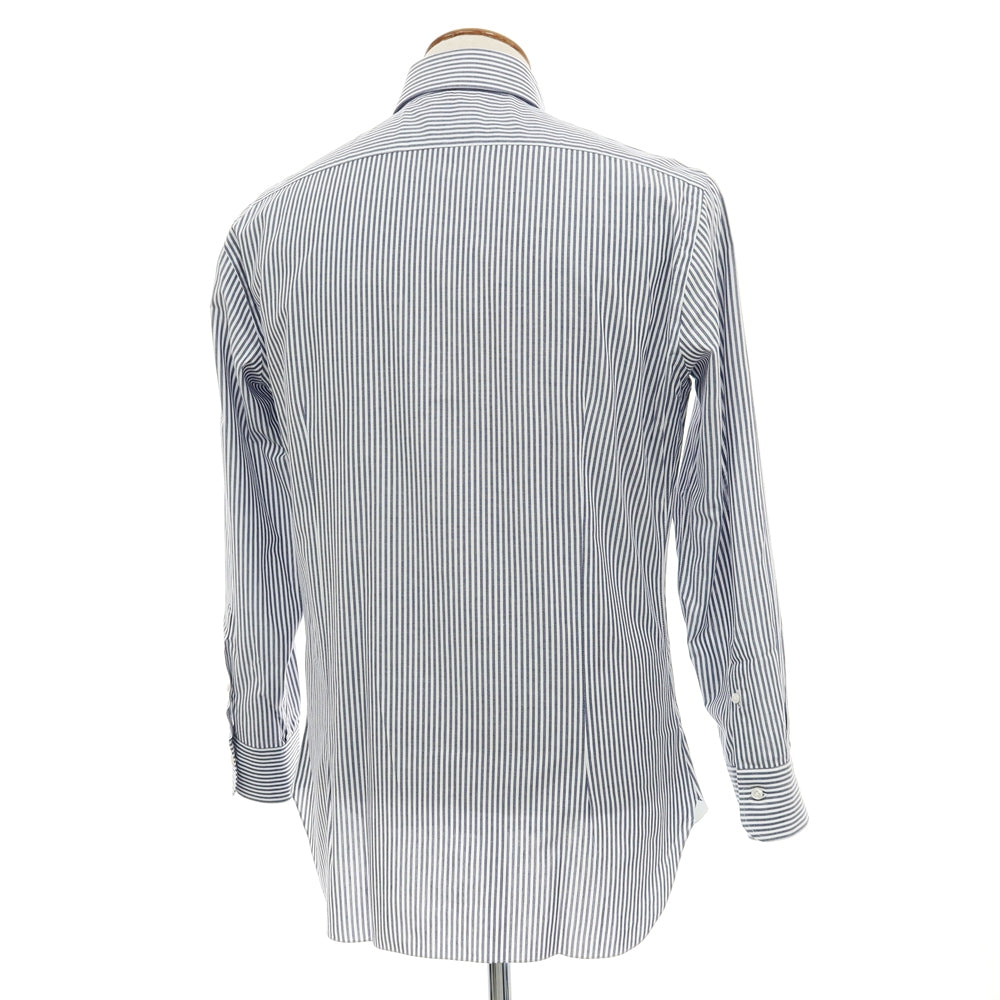 【SALE30%OFF/返品不可】【中古】バルバ BARBA コットン ストライプ ワイドカラー ドレスシャツ ネイビーxホワイト【 サイズ40 】【 状態ランクA 】【 メンズ 】