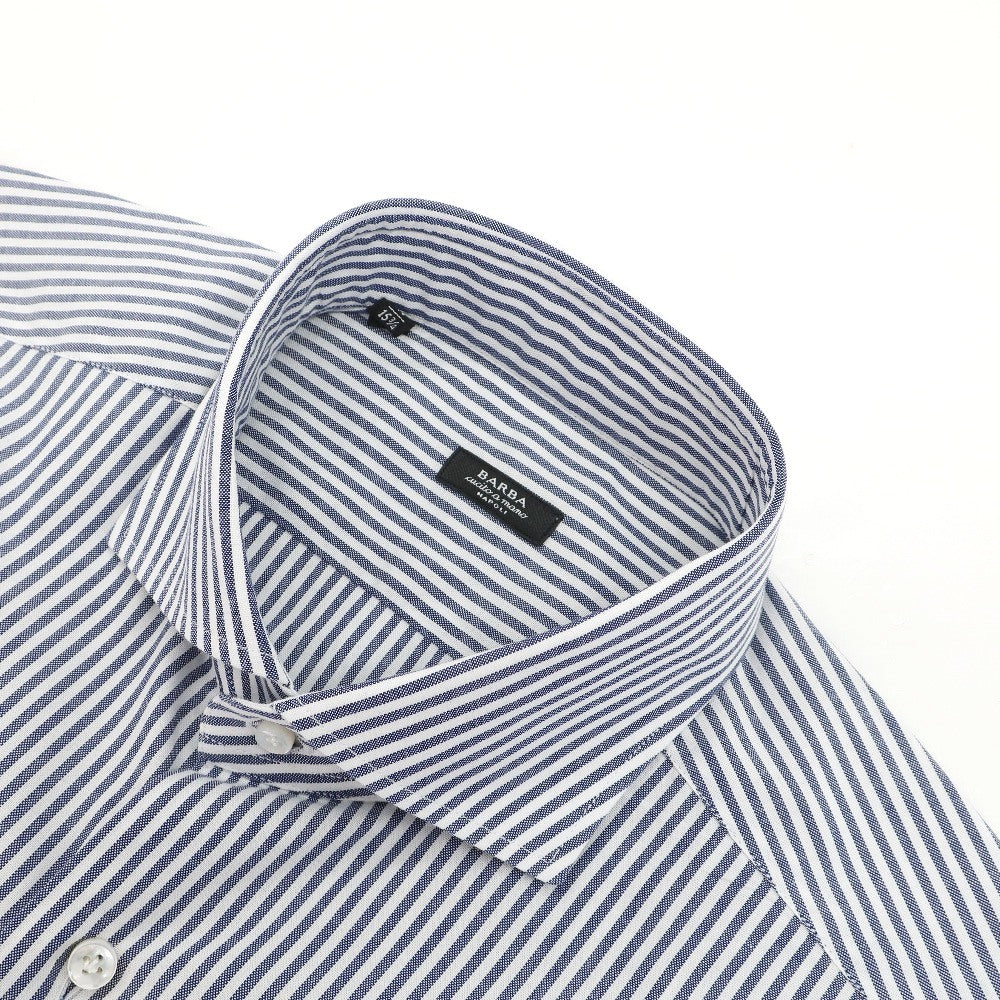 【SALE30%OFF/返品不可】【中古】バルバ BARBA コットン ストライプ ワイドカラー ドレスシャツ ネイビーxホワイト【 サイズ40 】【 状態ランクA 】【 メンズ 】
