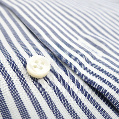 【SALE30%OFF/返品不可】【中古】バルバ BARBA コットン ストライプ ワイドカラー ドレスシャツ ネイビーxホワイト【 サイズ40 】【 状態ランクA 】【 メンズ 】