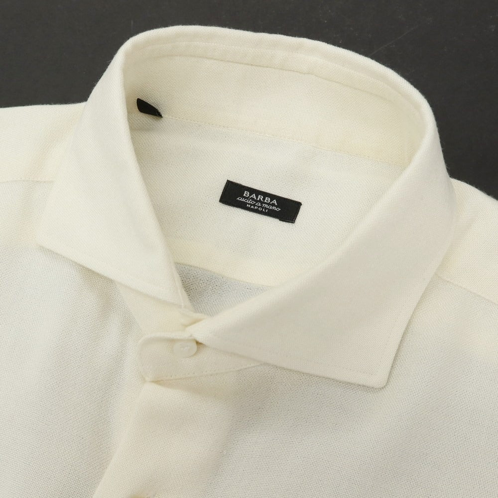 【中古】バルバ BARBA レーヨンウール ワイドカラー ドレスシャツ アイボリー【サイズ40】【 状態ランクB 】【 メンズ 】
