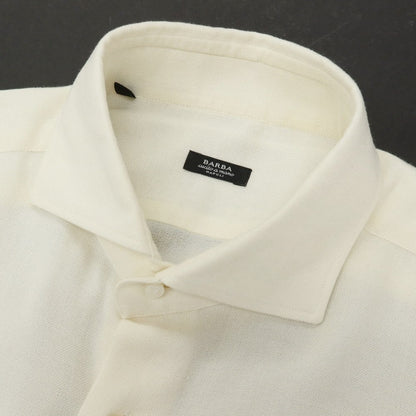 【中古】バルバ BARBA レーヨンウール ワイドカラー ドレスシャツ アイボリー【サイズ40】【 状態ランクB 】【 メンズ 】