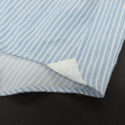【中古】フィナモレ Finamore コットンカシミヤ ストライプ セミワイドカラー カジュアルシャツ ライトブルーxホワイト【サイズL】【 状態ランクB 】【 メンズ 】