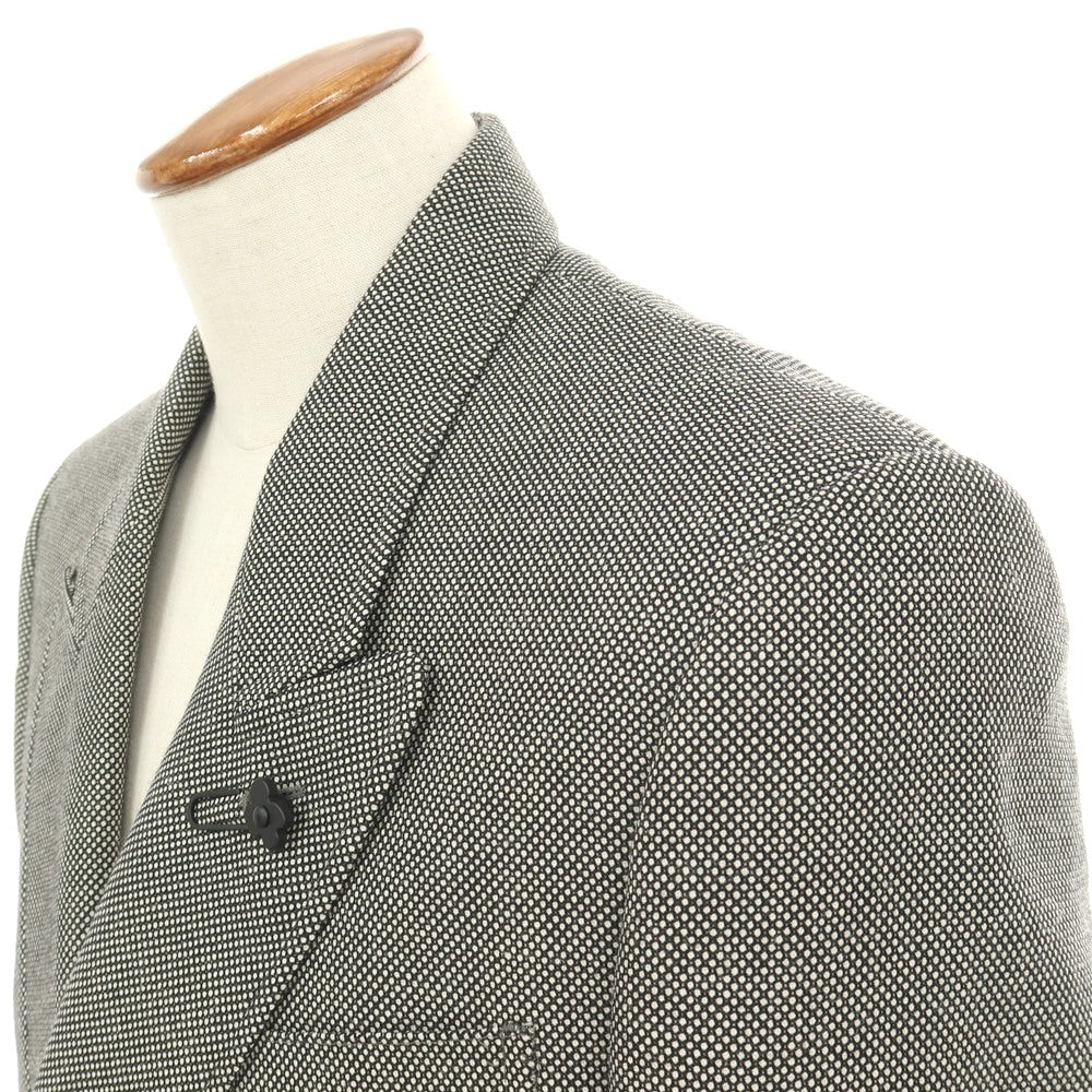 【中古】ラルディーニ LARDINI ウール ダブル4B テーラードジャケット ブラックxホワイト【サイズ48】【 状態ランクA 】【 メンズ 】