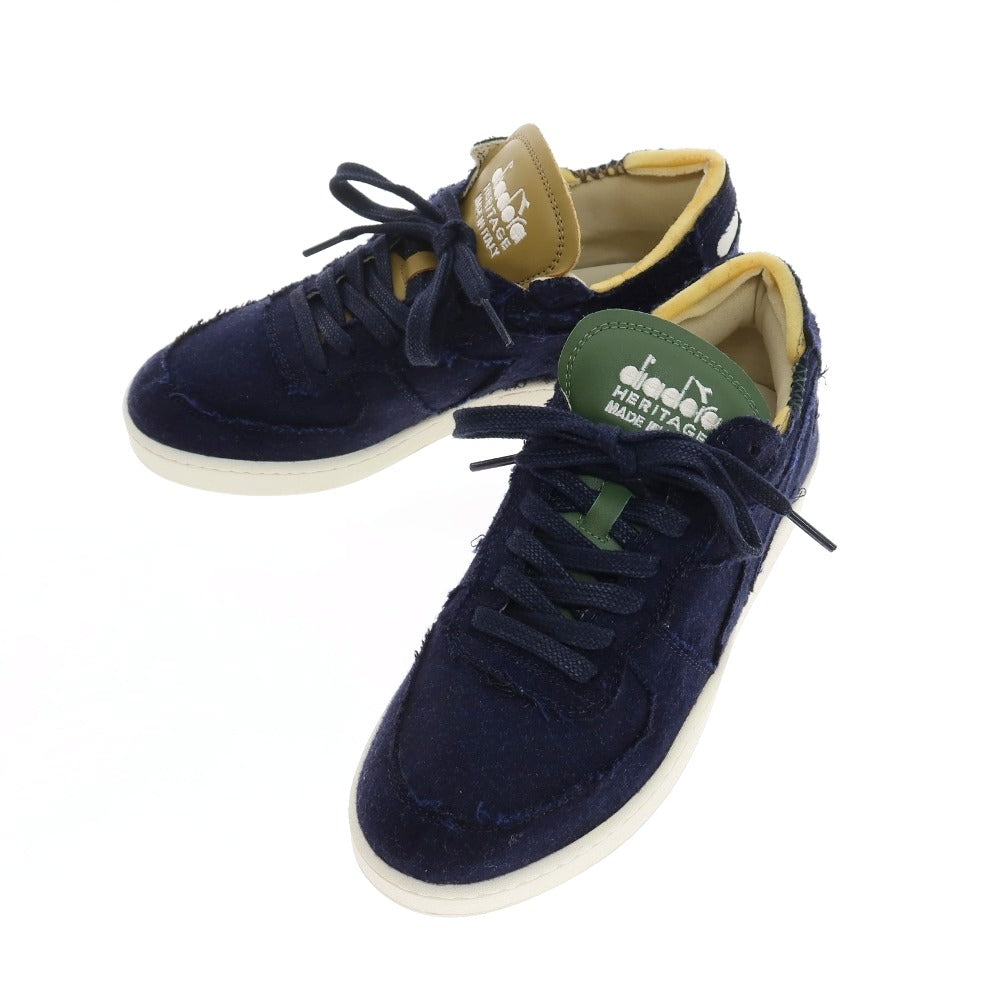 【中古】【未使用】ディアドラ Diadora MI Basket Row Cut ITA Valdilana ウールフランネル スニーカー ネイビー【サイズ26】【 状態ランクS 】【 メンズ 】