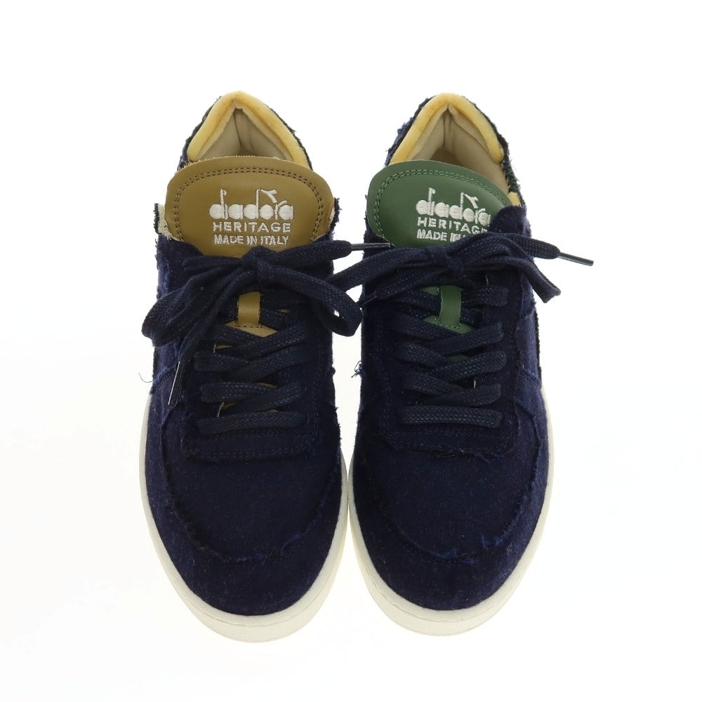 【中古】【未使用】ディアドラ Diadora MI Basket Row Cut ITA Valdilana ウールフランネル スニーカー ネイビー【サイズ26】【 状態ランクS 】【 メンズ 】