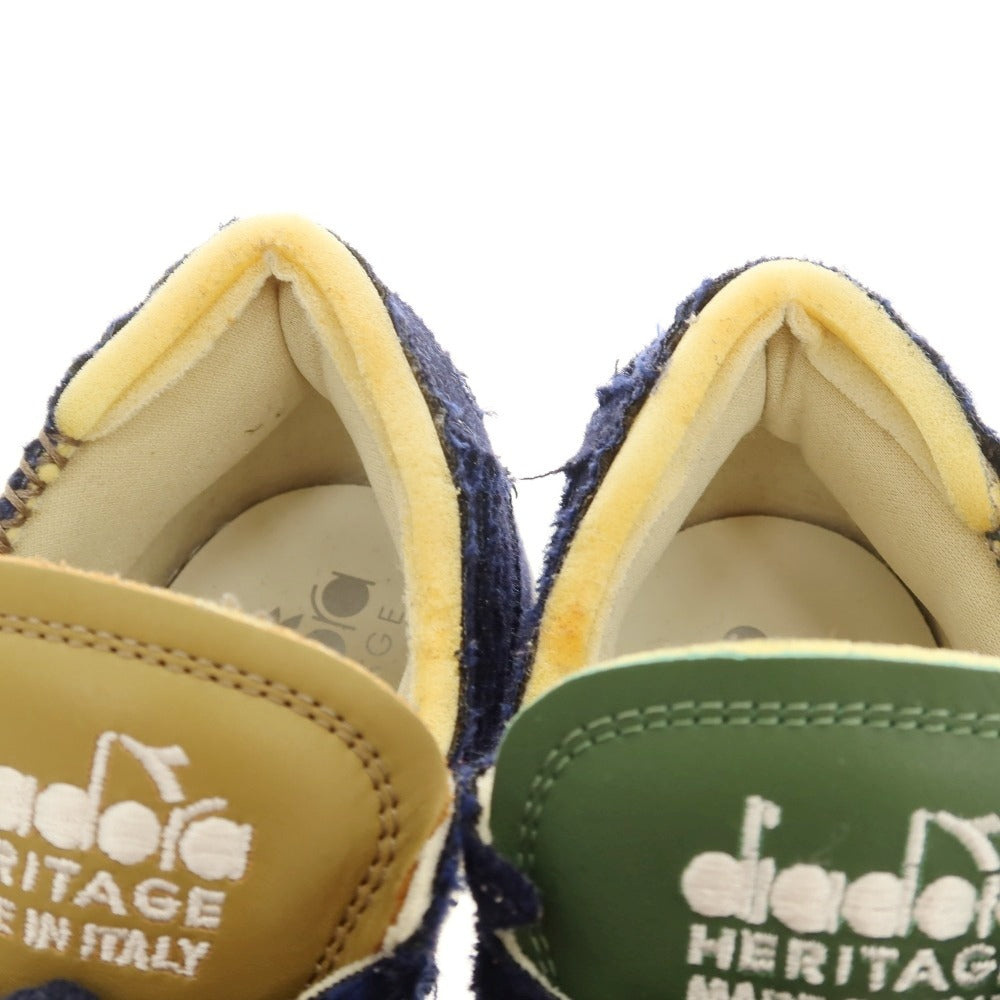 【中古】【未使用】ディアドラ Diadora MI Basket Row Cut ITA Valdilana ウールフランネル スニーカー ネイビー【サイズ26】【 状態ランクS 】【 メンズ 】