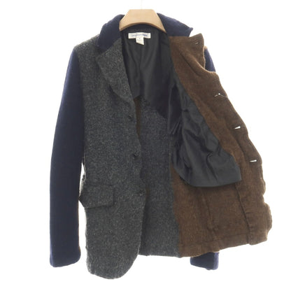 【中古】【未使用】コムデギャルソンシャツ COMME des GARCONS SHIRT 2025年秋冬 ウールナイロン3B カジュアルジャケット グレーxブラウン×ネイビー【サイズM】【 状態ランクS 】【 メンズ 】