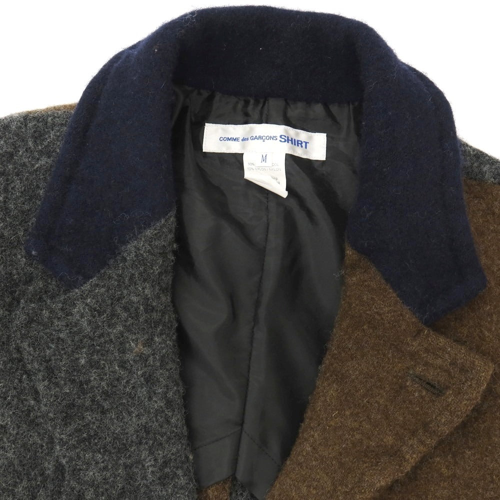 【中古】【未使用】コムデギャルソンシャツ COMME des GARCONS SHIRT 2025年秋冬 ウールナイロン3B カジュアルジャケット グレーxブラウン×ネイビー【サイズM】【 状態ランクS 】【 メンズ 】