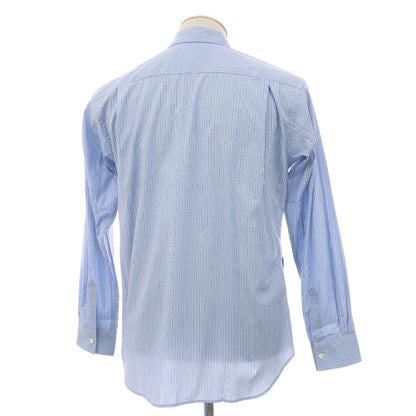 【中古】【未使用】コムデギャルソンシャツ COMME des GARCONS SHIRT 2025年秋冬 ストライプ チェック パッチワーク カジュアルシャツ ブルー系【サイズXS】【 状態ランクS 】【 メンズ 】