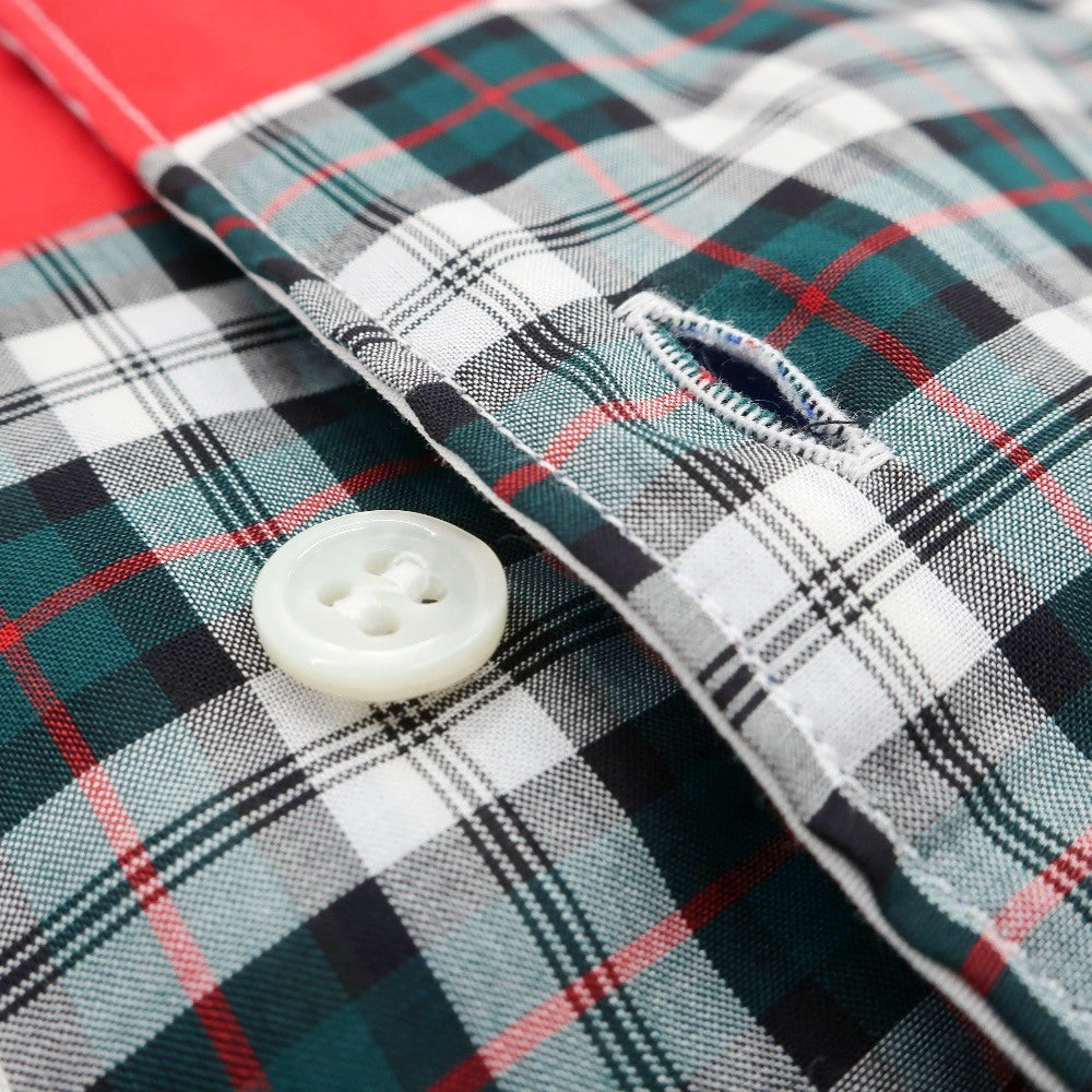 【中古】【未使用】コムデギャルソンシャツ COMME des GARCONS SHIRT 2025年秋冬 ストライプ チェック パッチワーク カジュアルシャツ ブルーxホワイト【サイズM】【 状態ランクS 】【 メンズ 】