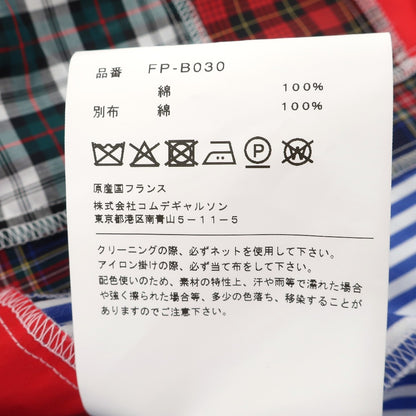 【中古】【未使用】コムデギャルソンシャツ COMME des GARCONS SHIRT 2025年秋冬 ストライプ チェック パッチワーク カジュアルシャツ ブルーxホワイト【サイズM】【 状態ランクS 】【 メンズ 】