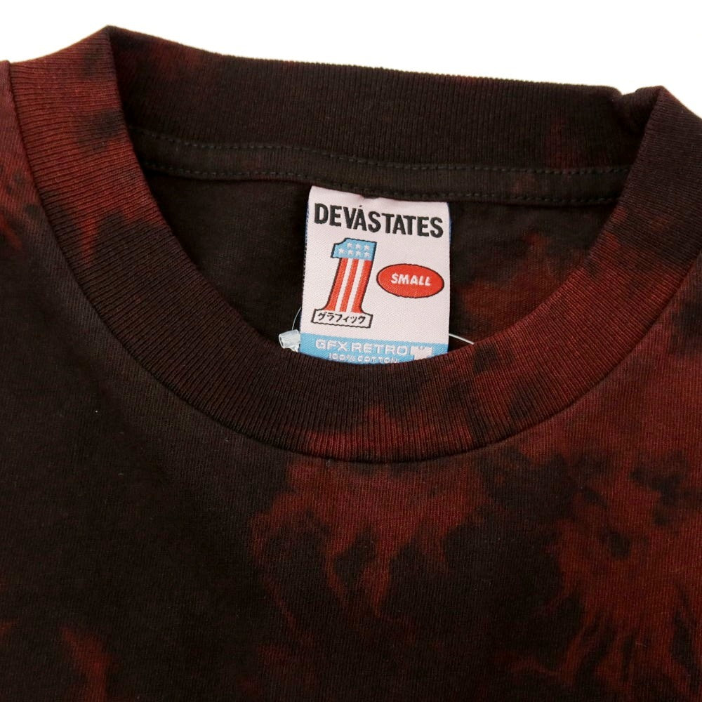 【中古】【未使用】ディーヴァ ステイツ DEVA STATES コットン クルーネック 半袖Ｔシャツ ブリーチドブラック（ブラック×ボルドー）【サイズS】【 状態ランクS 】【 メンズ 】