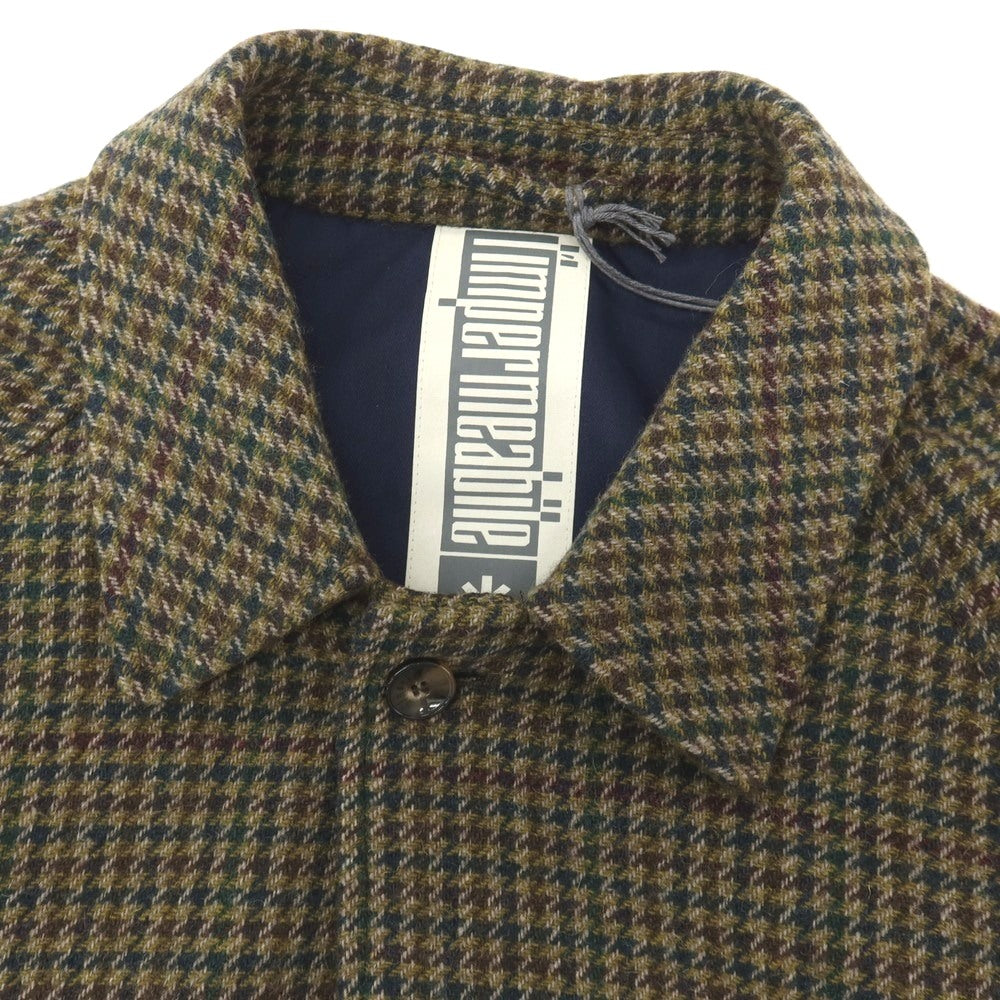 【新品】リンペルメアビレ l’impermeabile NEW DEANFW ウール ガンクラブチェック 中綿入り ステンカラーコート カーキ【サイズ54】【 状態ランクN 】【 メンズ 】