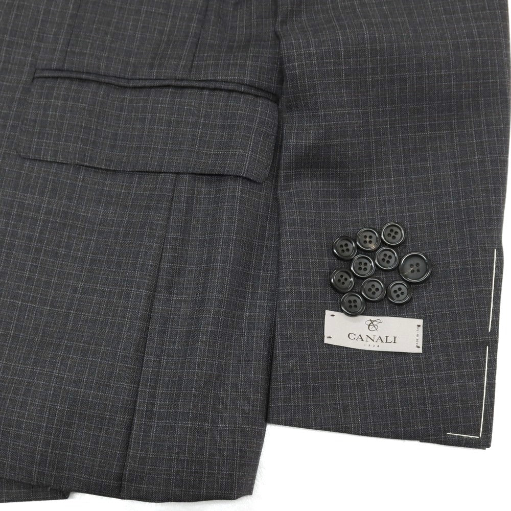 【新品】カナーリ CANALI ウール チェック 3B 3つボタンスーツ グレーxダークブラウン【サイズ44】【 状態ランクN 】【 メンズ 】