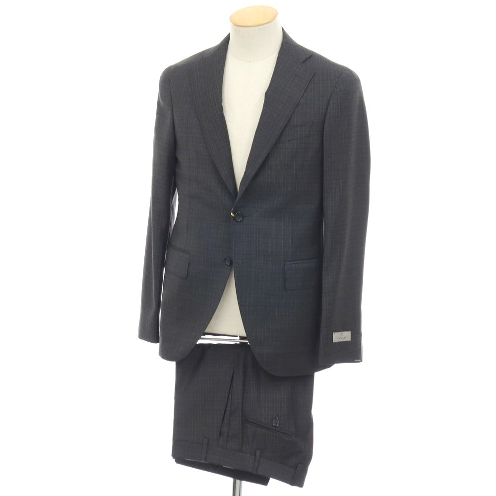 【新品】カナーリ CANALI ウール チェック 3B 3つボタンスーツ グレーxダークブラウン【サイズ44】【 状態ランクN 】【 メンズ 】