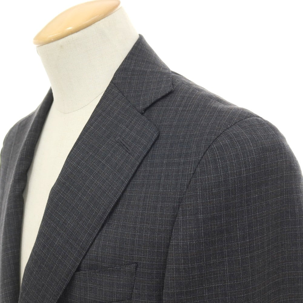【新品】カナーリ CANALI ウール チェック 3B 3つボタンスーツ グレーxダークブラウン【サイズ44】【 状態ランクN 】【 メンズ 】
