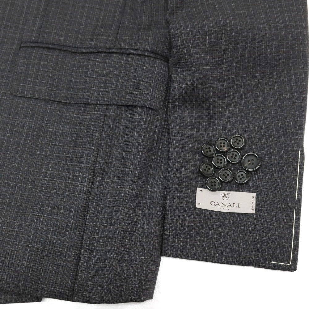 【新品】カナーリ CANALI ウール チェック 3B 3つボタンスーツ グレーxダークブラウン【サイズ44】【 状態ランクN 】【 メンズ 】
