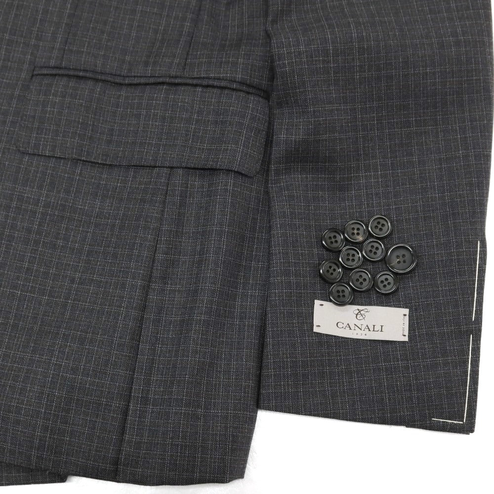【新品】カナーリ CANALI ウール チェック 3B 3つボタンスーツ グレーxダークブラウン【サイズ46】【 状態ランクN 】【 メンズ 】