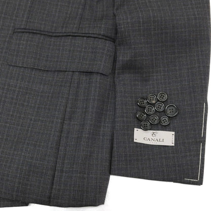 【新品】カナーリ CANALI ウール チェック 3B 3つボタンスーツ グレーxダークブラウン【サイズ46】【 状態ランクN 】【 メンズ 】