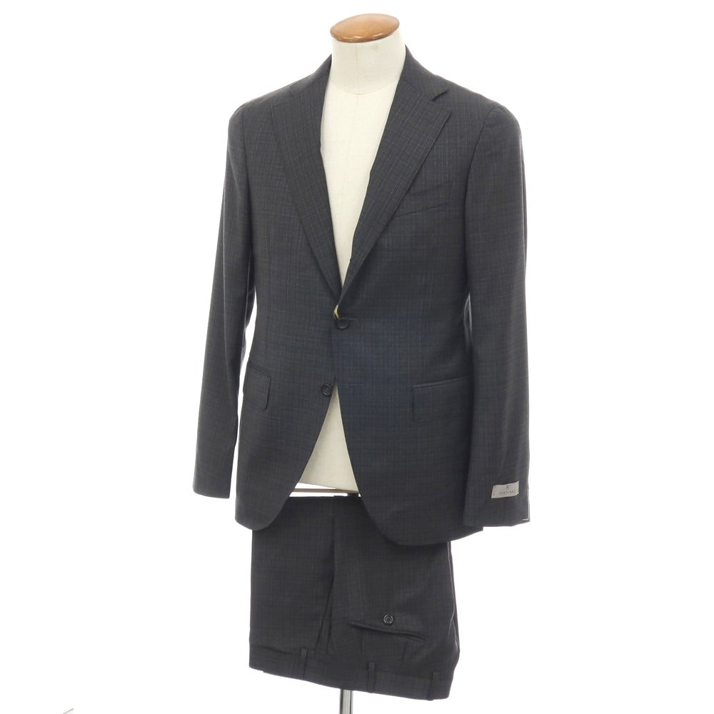 【新品】カナーリ CANALI ウール チェック 3B 3つボタンスーツ グレーxダークブラウン【サイズ46】【 状態ランクN 】【 メンズ 】