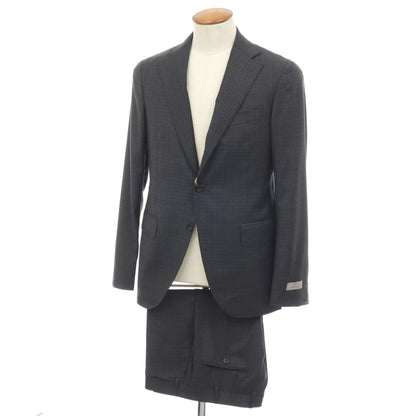 【新品】カナーリ CANALI ウール チェック 3B 3つボタンスーツ グレーxダークブラウン【サイズ46】【 状態ランクN 】【 メンズ 】