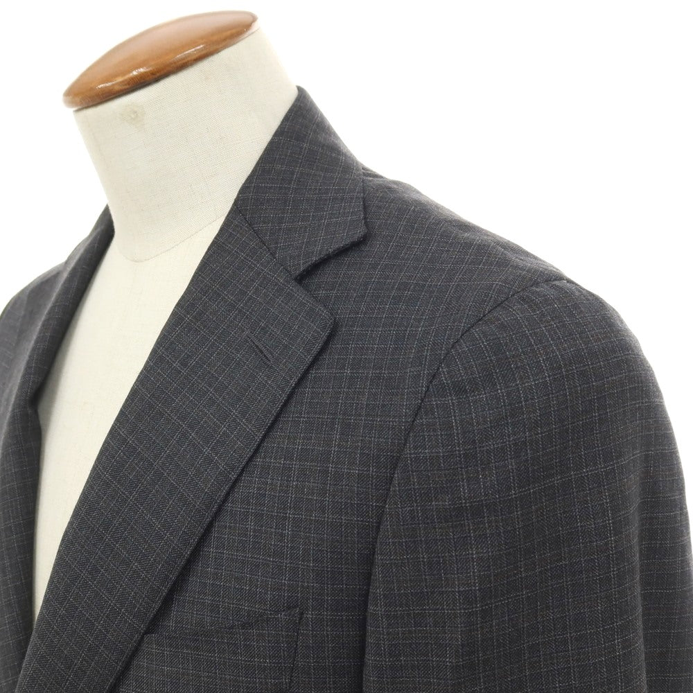 【新品】カナーリ CANALI ウール チェック 3B 3つボタンスーツ グレーxダークブラウン【サイズ46】【 状態ランクN 】【 メンズ 】