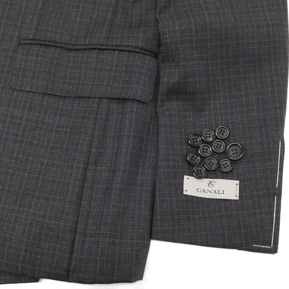 【新品】カナーリ CANALI ウール チェック 3B 3つボタンスーツ グレーxダークブラウン【サイズ46】【 状態ランクN 】【 メンズ 】