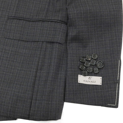 【新品】カナーリ CANALI ウール チェック 3B 3つボタンスーツ グレーxダークブラウン【サイズ46】【 状態ランクN 】【 メンズ 】