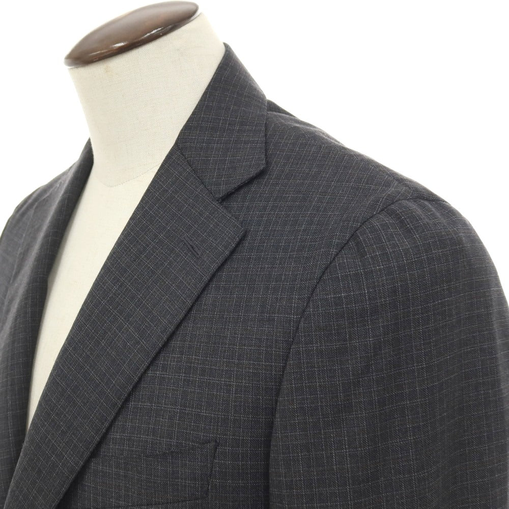 【新品】カナーリ CANALI ウール チェック 3B 3つボタンスーツ グレーxダークブラウン【サイズ52】【 状態ランクN 】【 メンズ 】